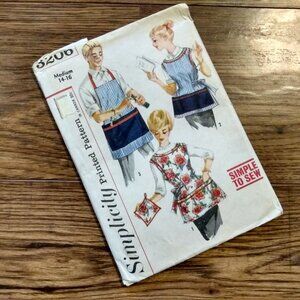 Vintage 50s Apron Sewing Pattern Simplicity 3206 UNCUT FF